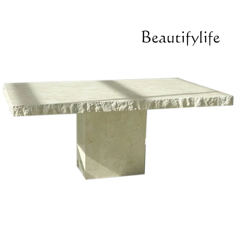 

C Старый обеденный стол, прямоугольный, средневековый, натуральный, обеденный стол, сломанный травертин, ваби Sassafras, мраморный дизайн