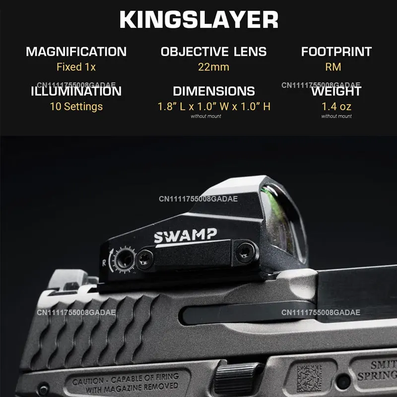 Swamp Kingslayer Reflex Red Dot Sight 3 MOA 1x22 Pistol Cut Optic Sightscope G17 G19 Handgun Airsoft Tactical Hunting Gear