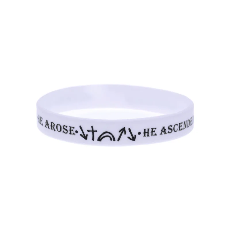 50 Pcs Christian Silicone Wristbands 'He Came He Died He Arose' Worship Bible Camp Religious Rubber Bangle