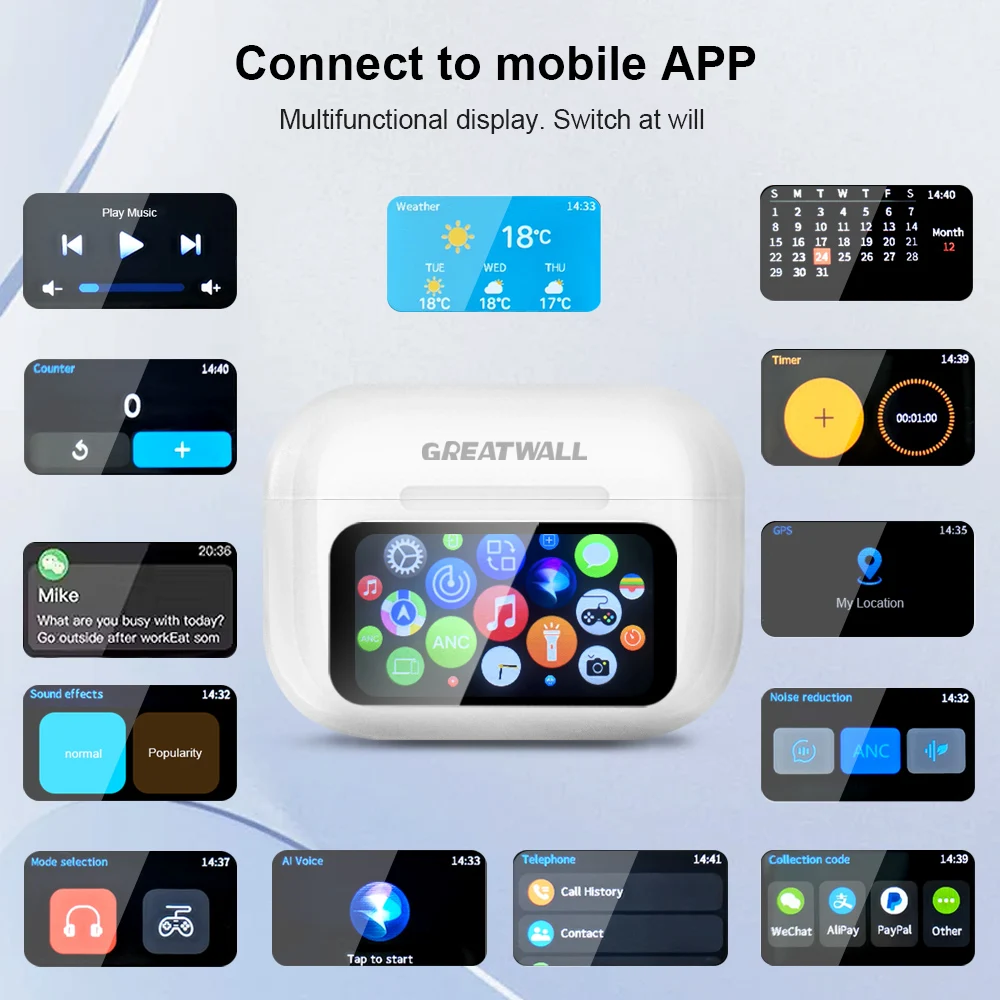 الأصلي GREATWALL TWS سماعة لاسلكية تعمل بالبلوتوث سماعات HiFi HD دعوة سماعات الموسيقى التحكم باللمس مع ميكروفون مدمج