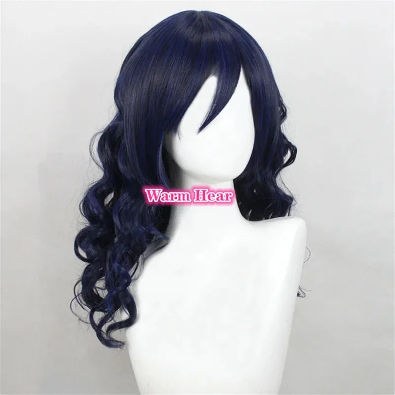 Game Yandere Simulator Oka Ruto 40cm Long Blue Black Curly Wavy Cosplay + a wig capr,7;k'2.s;9,