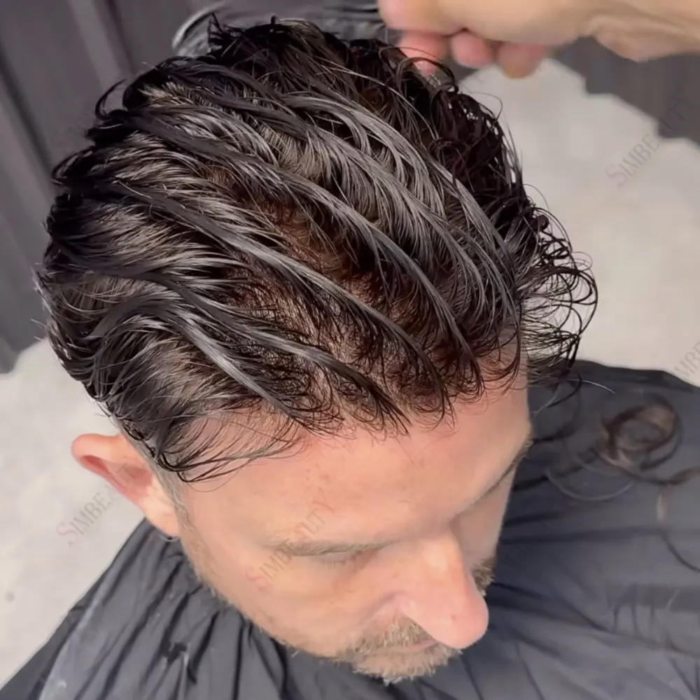 

Мужской парик 0,02 мм, ультратонкая кожа, невидимая линия волос, мужской протез для волос, система замены натуральных человеческих волос, парики для мужчин