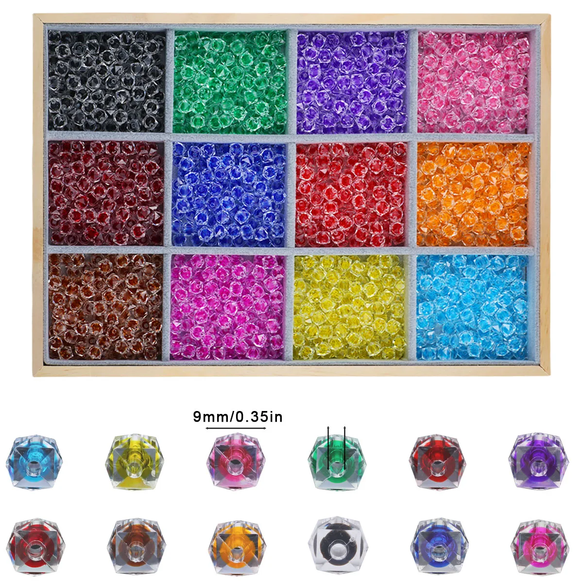 100pcs Acrylic Transparent Polyhedral Square Beads  9mm Loose Spacer Beads For Jewelry Making Bracelets Keychains DIY Accessorie