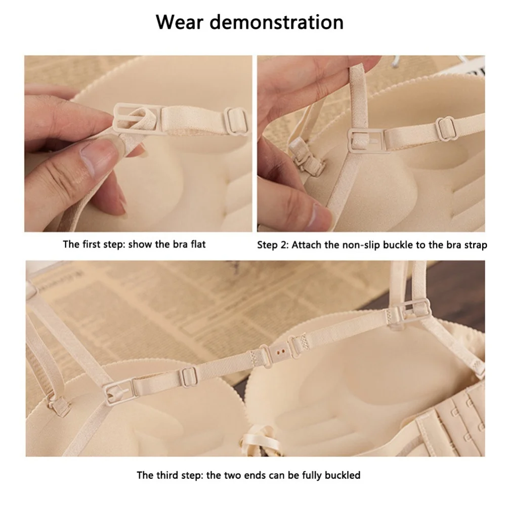 Women's Adjustable Non Slip Double Shoulder Straps Buckle Bra Straps Holder Invisible Replacement