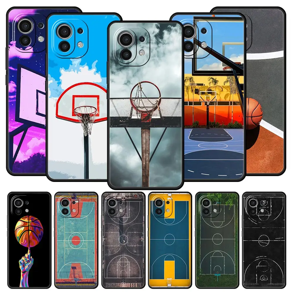 Basketball Court Sports Phone Case For Xiaomi 13 12 11 Lite 12T 11T 10T 9T Mi Poco X5 M4 M3 X4 X3 Pro F5 F4 F3 GT 5G Black Cover