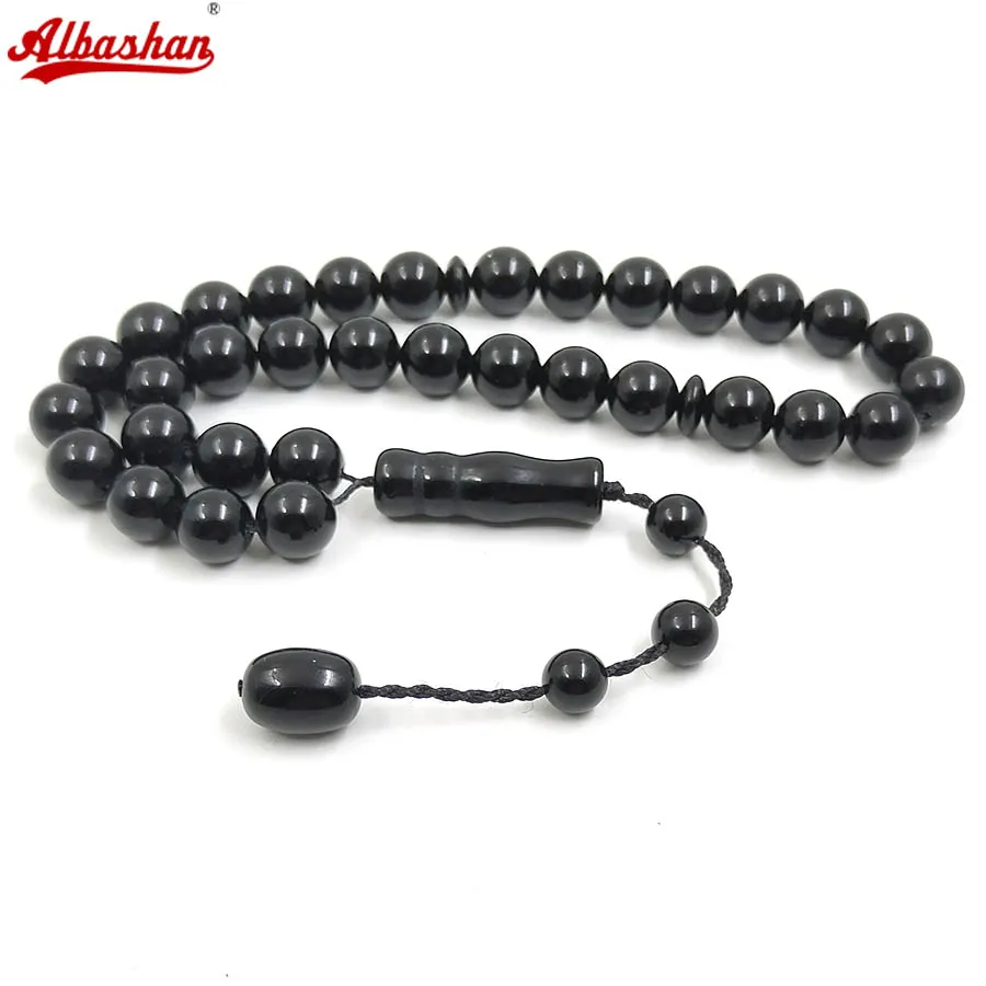 Tasbih – bracelet misbaha islamique en agate noire naturelle, design turc, 33 perles de prière, accessoires