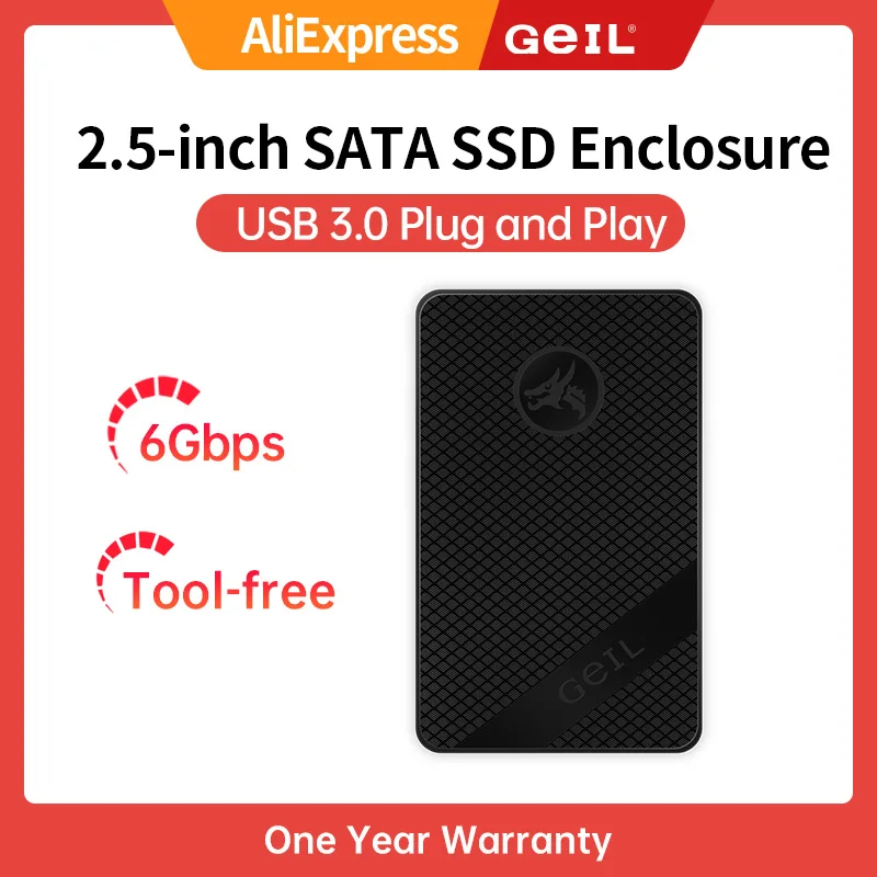 GeIL 6G-U1 HDD Box 2.5-inch SATA Mobile SSD Enclosure Screwless USB 3.0 Interface 6Gbps Transmission Speed Ssd Storage Case