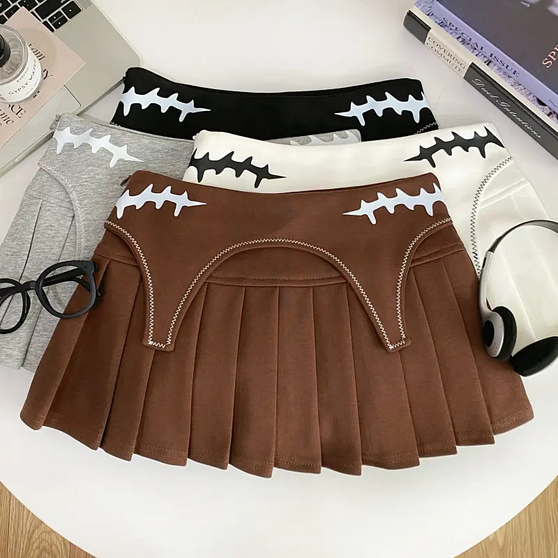 

Женская коричневая мини-юбка плиссе с высокой талией, винтажная, в корейском стиле, Harajuku, Y2K, Gyaru, одежда 2000-х годов, лето 2026