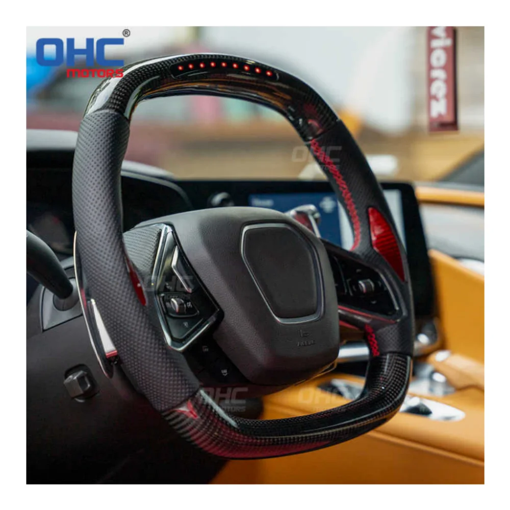 

LED Smart Rpm Carbon Fiber Steering Wheel for Chevy Chevrolet C8 Corvette Steering Wheel LED Ohc Motors