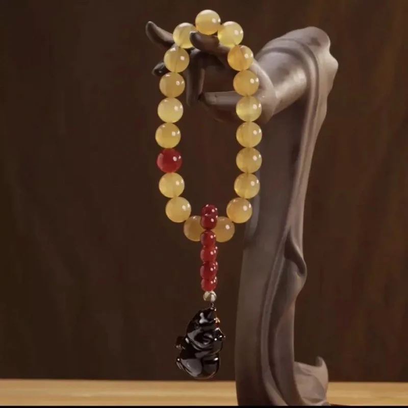 

Tibetan Round Two-Way Color High-Density Blood Silk Buddhist Prayer Beads Bracelet Men And Women