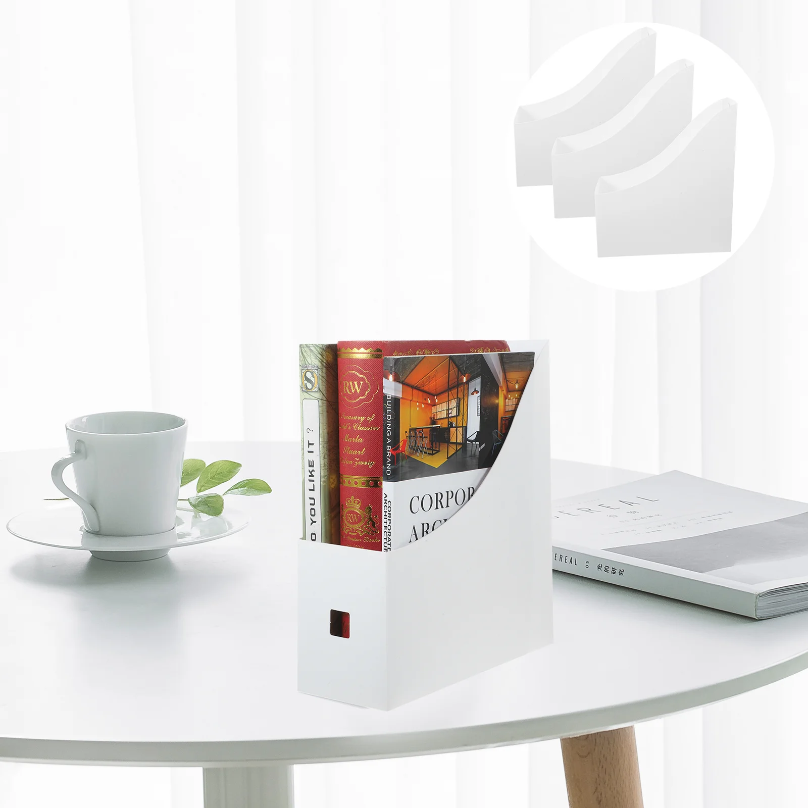 3Pcs File Organizer Corrugated Paper Multi-Function Desktop Magazine Holder Office Book Rack File Organizer