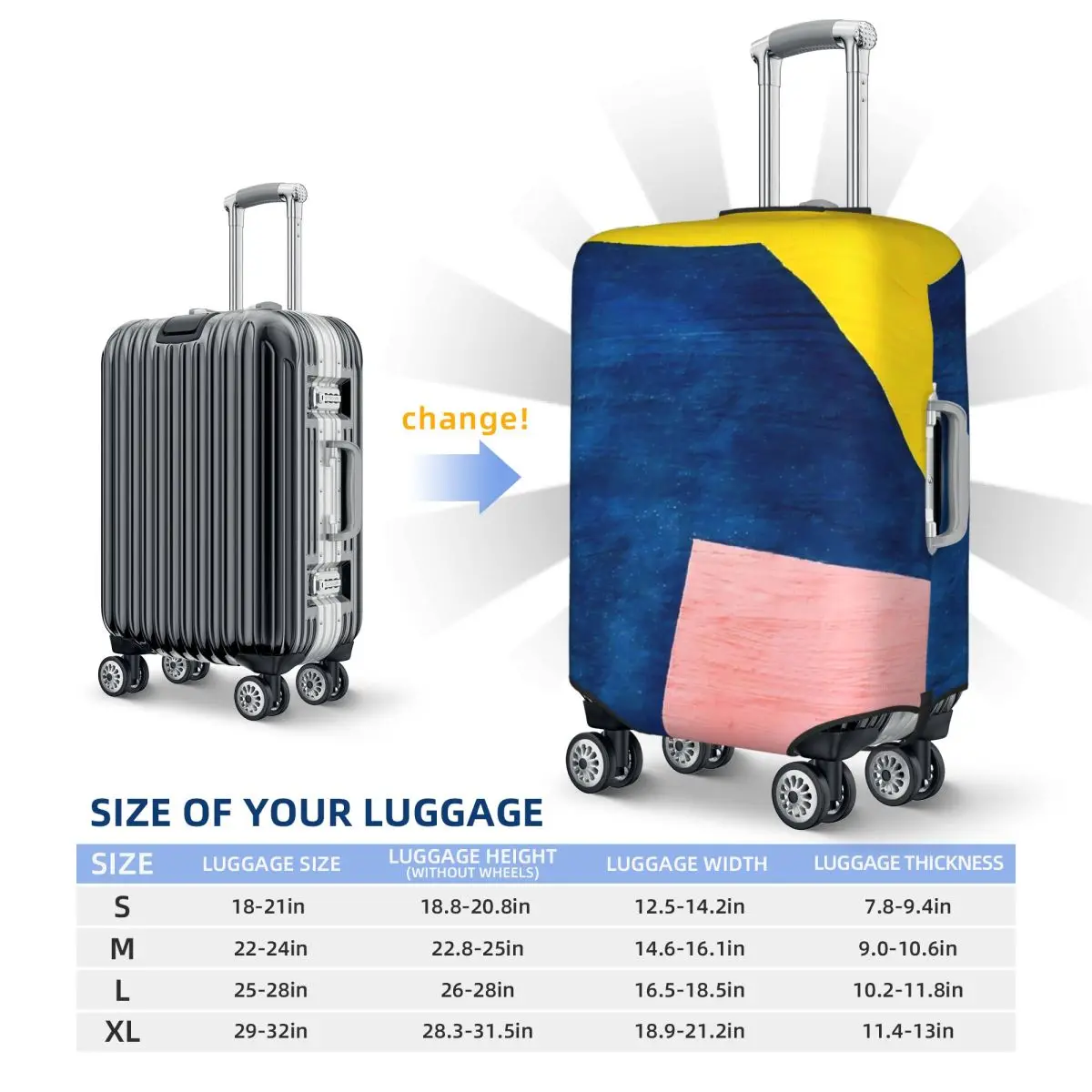 ColorBlock Suitcase Cover Flight Geometrical Shapes Elastic Luggage Case Travel Protection