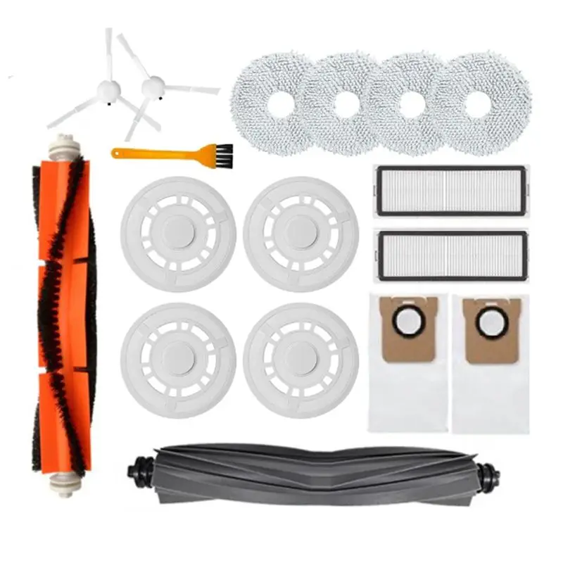 

Запасные части для робота-пылесоса Xiaomi Dreame S10 / S10 Pro: основная и боковые щетки, фильтр, тряпка для мытья полов, кронштейн, мешок для сбора пыли.