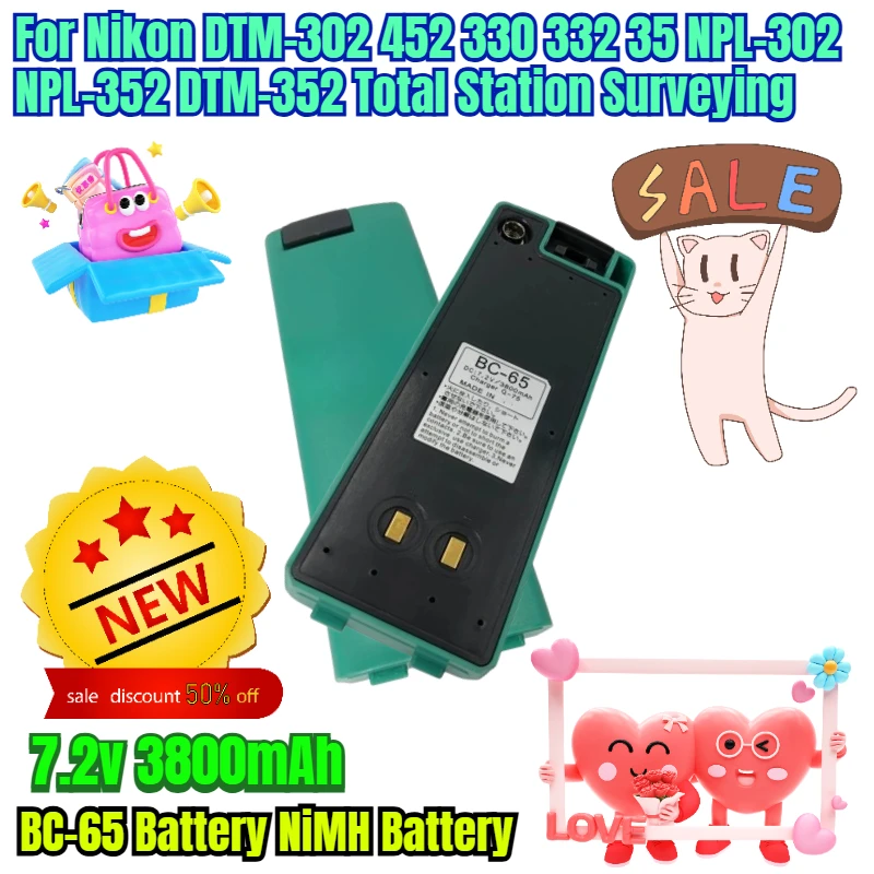 

BC-65 Battery 7.2v 3800mAh NiMH Battery for Nikon DTM-302 452 330 332 35 NPL-302 NPL-352 DTM-352 Total Station Surveying