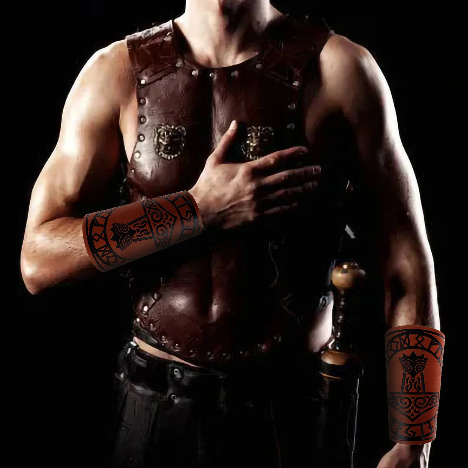

Medieval Belt Men Women PU Leather Retro Embossed Viking Belt Armor Set Renaissance Knight Waistband Pirate Cosplay Accessories