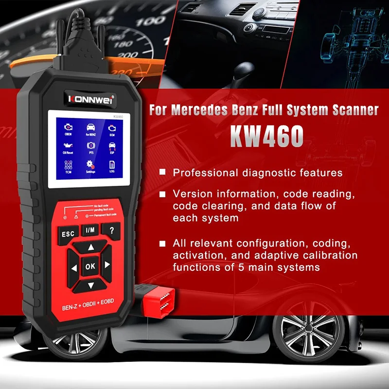 KONNWEI Brand Exclusive Obd2 Scanner For Mercedes-Benz  Airbag Oil ABS EPB DPF SRS TPMS Automotive Engine Code Reader Fault Tool