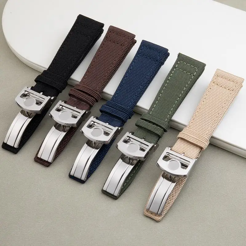 

PCAVO 20mm 21mm 22mm Soft Nylon Canvas Watchband For IWC Strap PILOT Portugal PORTOFINO Fabric Watch Band Folding Buckle