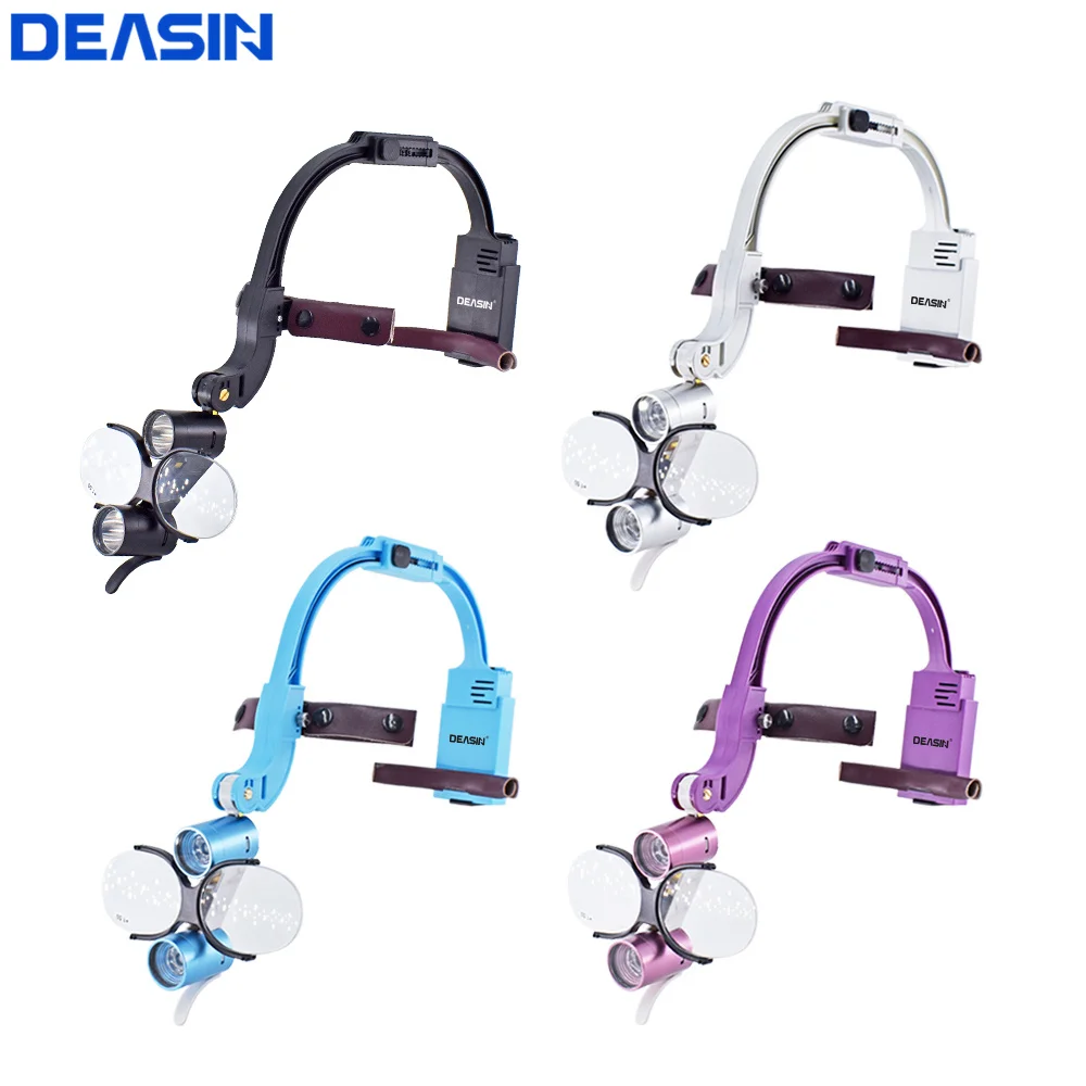 Dental Magnifier Deasin 2.5X/3.5X Headband Ajustable 5W Dentist Surgical Headlamp LED Headlight Binocular Loupes Dentistry Tools