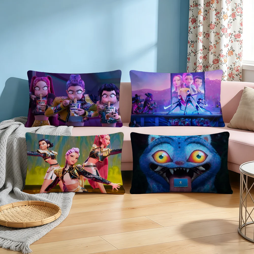 HZB K-KPop D-Demon H-Hunters Cushion Cover Rectangle Decorative Long Pillow Cases Sofa Bench Bedroom Chair LivingRoom