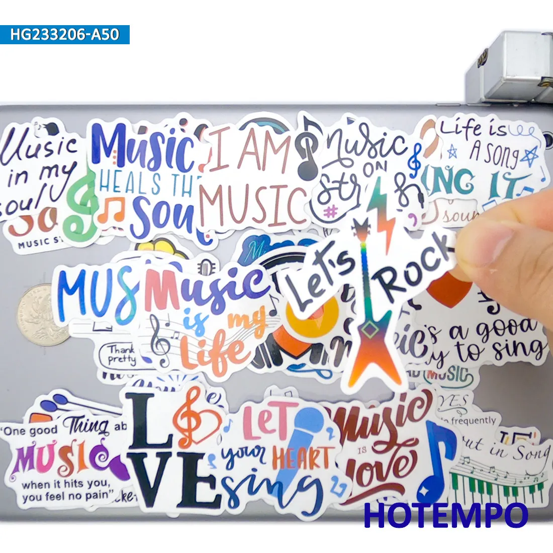 20/30/50Pieces, Music Style Stickers Set, Inspiring Positive Slogan, Retro Art, for Laptop Car Phone Scrapbook, Fun Sticker Pack