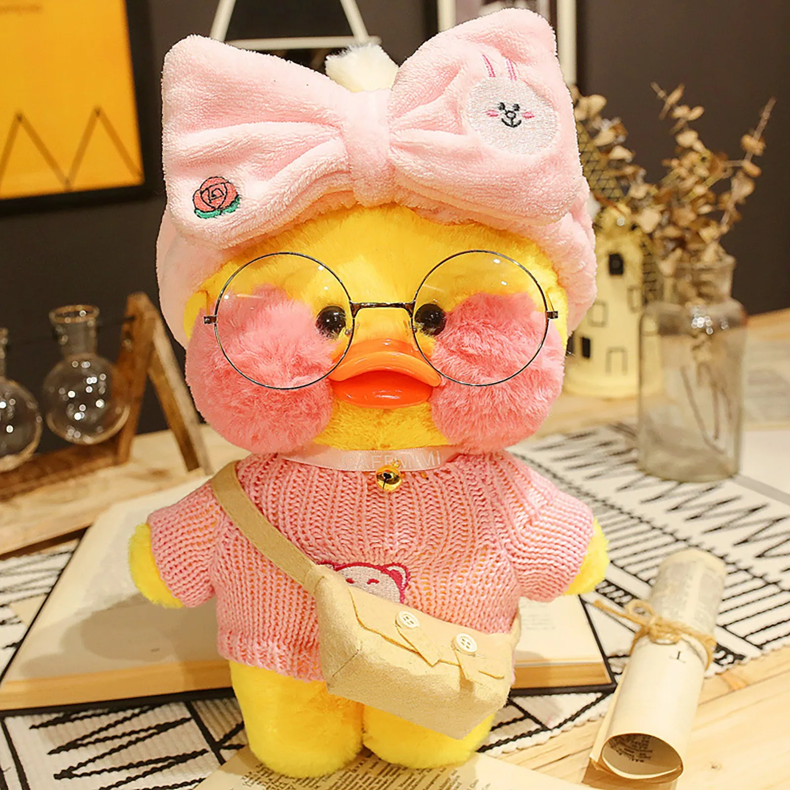 30cm Cute Lalafanfan Yellow Ducks Stuffed Soft Toy Kawaii Soothing Toys Animal Dolls Pillow For Girls boys Kids Birthday Gifts