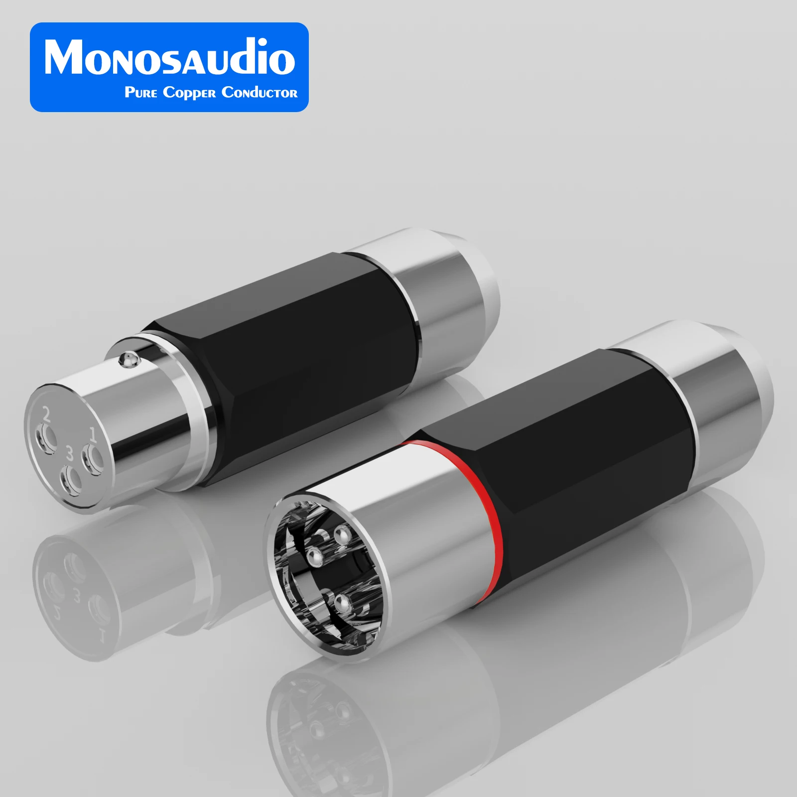 Monosaudio No-solder XMF709R Rhodium Plated Pure Copper 3 Pin XLR Connector Screwed Plug DIY HIFI Audio Video XLR Balanced Line