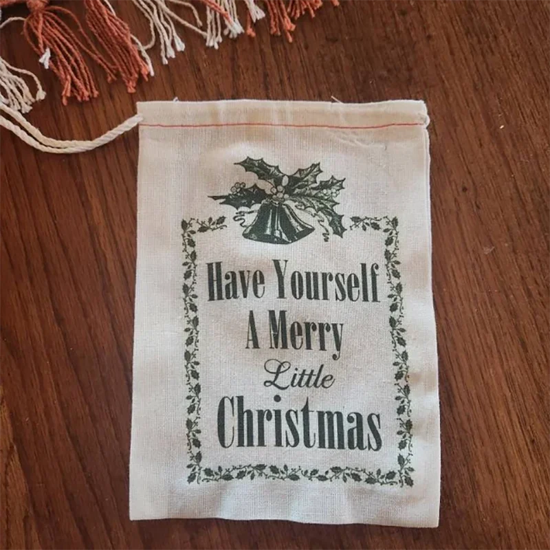 Bolsas de 5 piezas para Navidad, cesta de regalo con cordón, Ideas, medias de relleno, recuerdos de Navidad