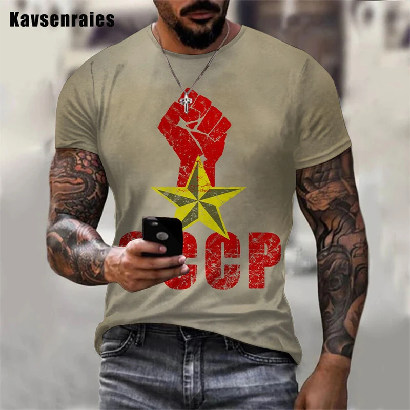 Russia CCCP 3D Printed TShirts For Men Women Clothing USSR Soviet Union Man Short Sleeve Tshirt Moscow Mens Tees Oversized Tops