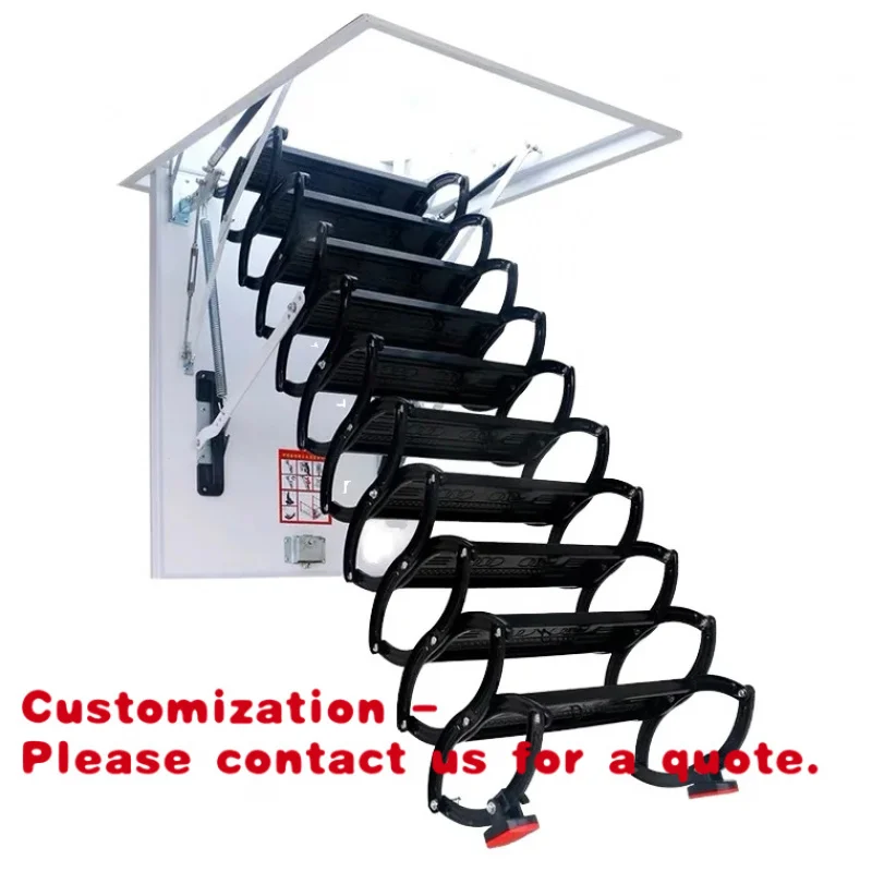 

Customize.Home Attic Ladder Concealed Telescopic Staircase with-Magnesium Alloy Solid Wood Treads 300kg Load Capacity
