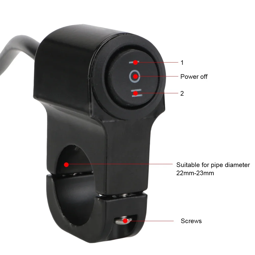 Motorcycle Handlebar Headlight ON/OFF Switch Scooter ATV Aluminum Alloy 3-Wire Black Light Waterproof Switchs 12V