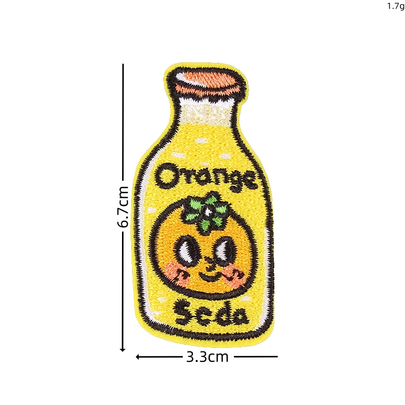 1 piece Cute Fruits Drinks Milk Soda Bottle Patches Cartoon Embroidery Stickers Iron On Clothing Backpack Badge Sewing Appliques