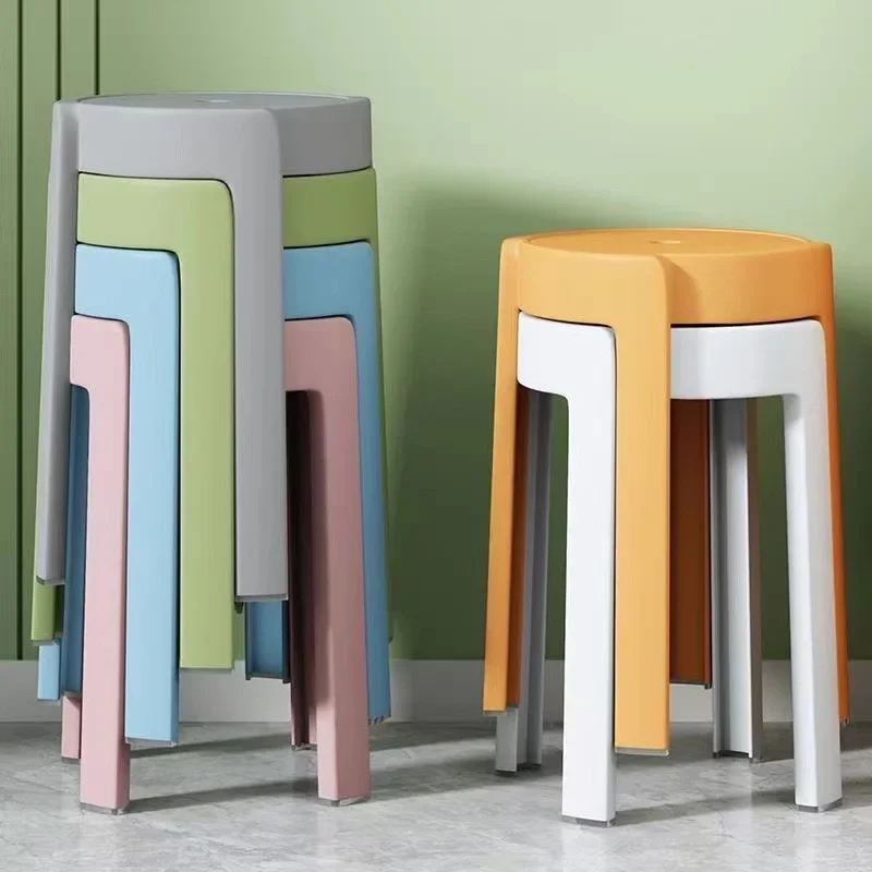

Hot Sales Home Dining Room Chairs Simple Plastic Stool Chairs Nordic Living Room Backrest Square Round Windmill Stool High Bar