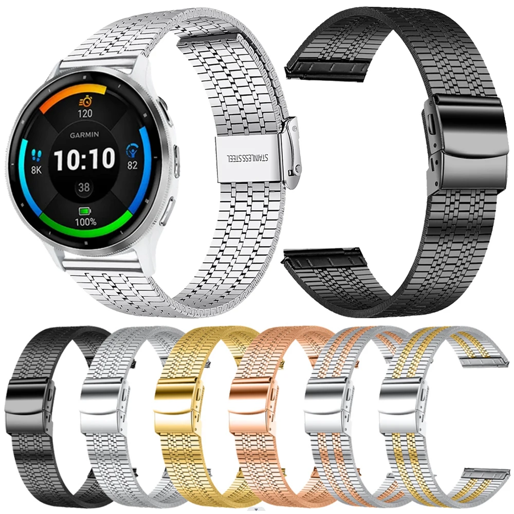 20 mm 22 mm Metallarmband für Garmin Venu 3 Band Forerunner 265 255 Music Vivoactive 4 für Garmin Venu Sq 2 Edelstahlarmband