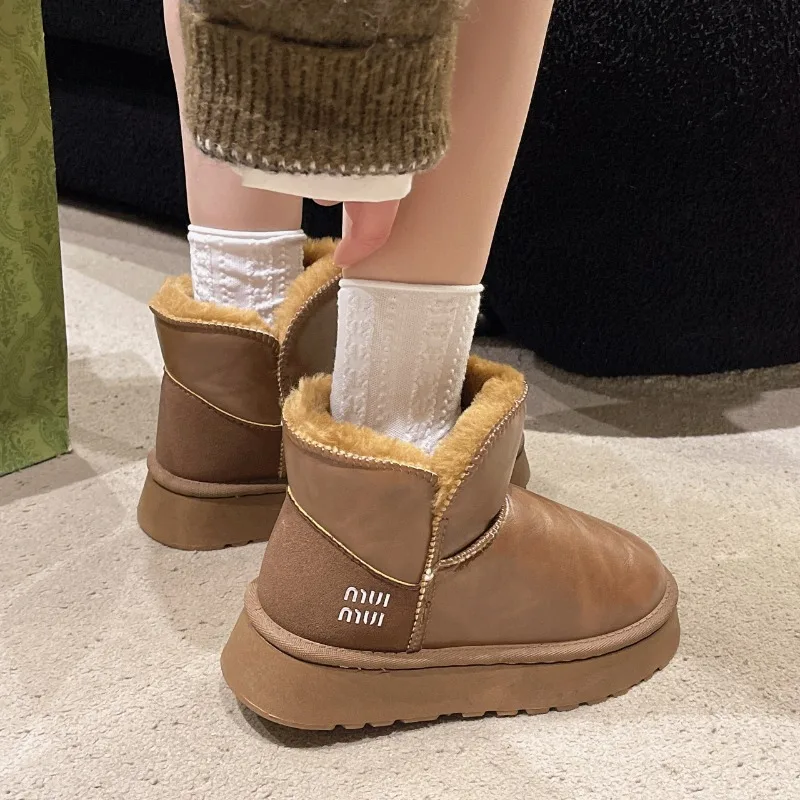 Women\'s Thick Soled Warm Snow Boots 2024 New Short Plush Wear Resistant Anti Slip Round Head Comfortable Casual Boots for Women