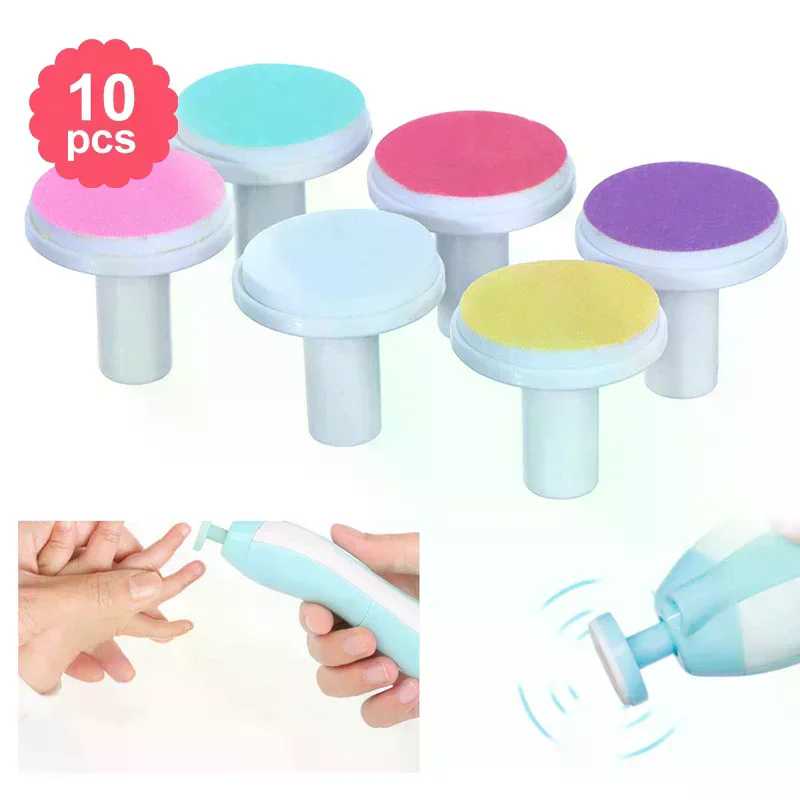 10pcs Baby Nail File Pads Electric Trimmer Replacement Grinding Heads For Kid Newborn Infant Toddler For Home Use