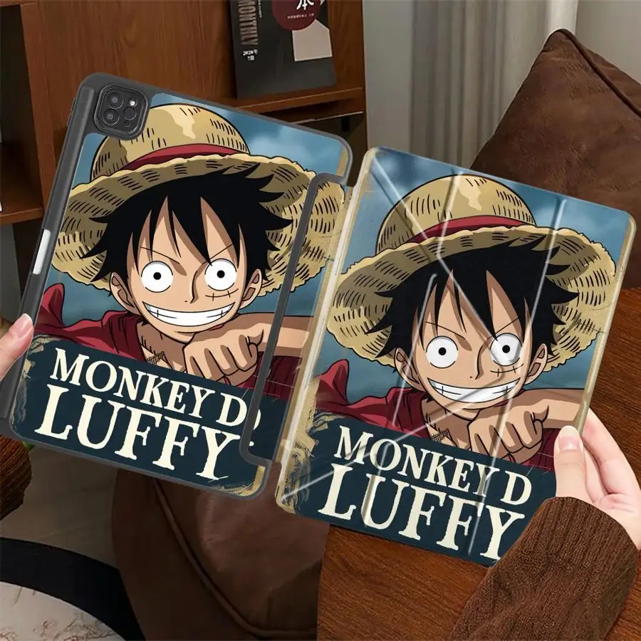 

Чехол для планшета с аниме-дизайном One Piece для iPad Mini 6, 7, Air 4, 5, M3, M2, 1, 2, M4, 11 дюймов, Pro 2025, Pro 11th, 10th, 9th, 8th, 7th, 12.9 дюймов, с держателем