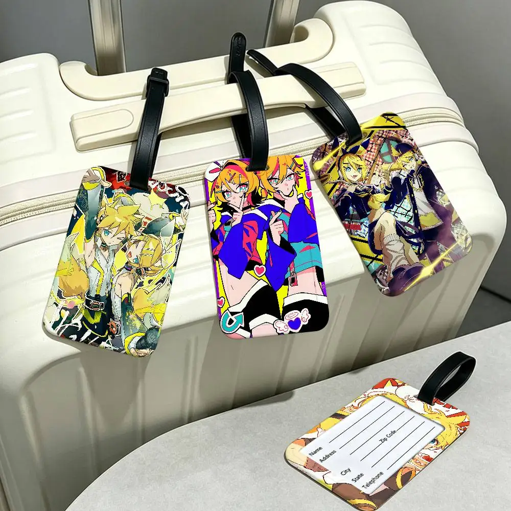 Kagamine Rin And Len cartoon PVC Baggage Identification Tag Anti lost Information Card Holder Travel Suitcase Name Tag