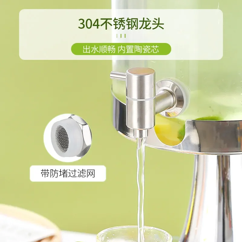 Stainless Steel Commercial Juice Dispenser with Faucet Large Capacity Glass Tank Self Service Beverage Machine for Restaurant