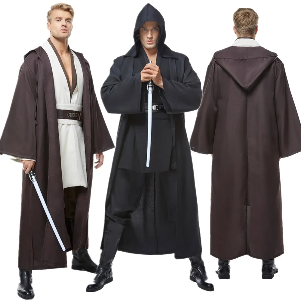 Halloween Men Anakin Cosplay Obi Wan Cloak Fantasy Movie Space Battle Knight Costume Robe Adult Cosplay Outfits Accessory