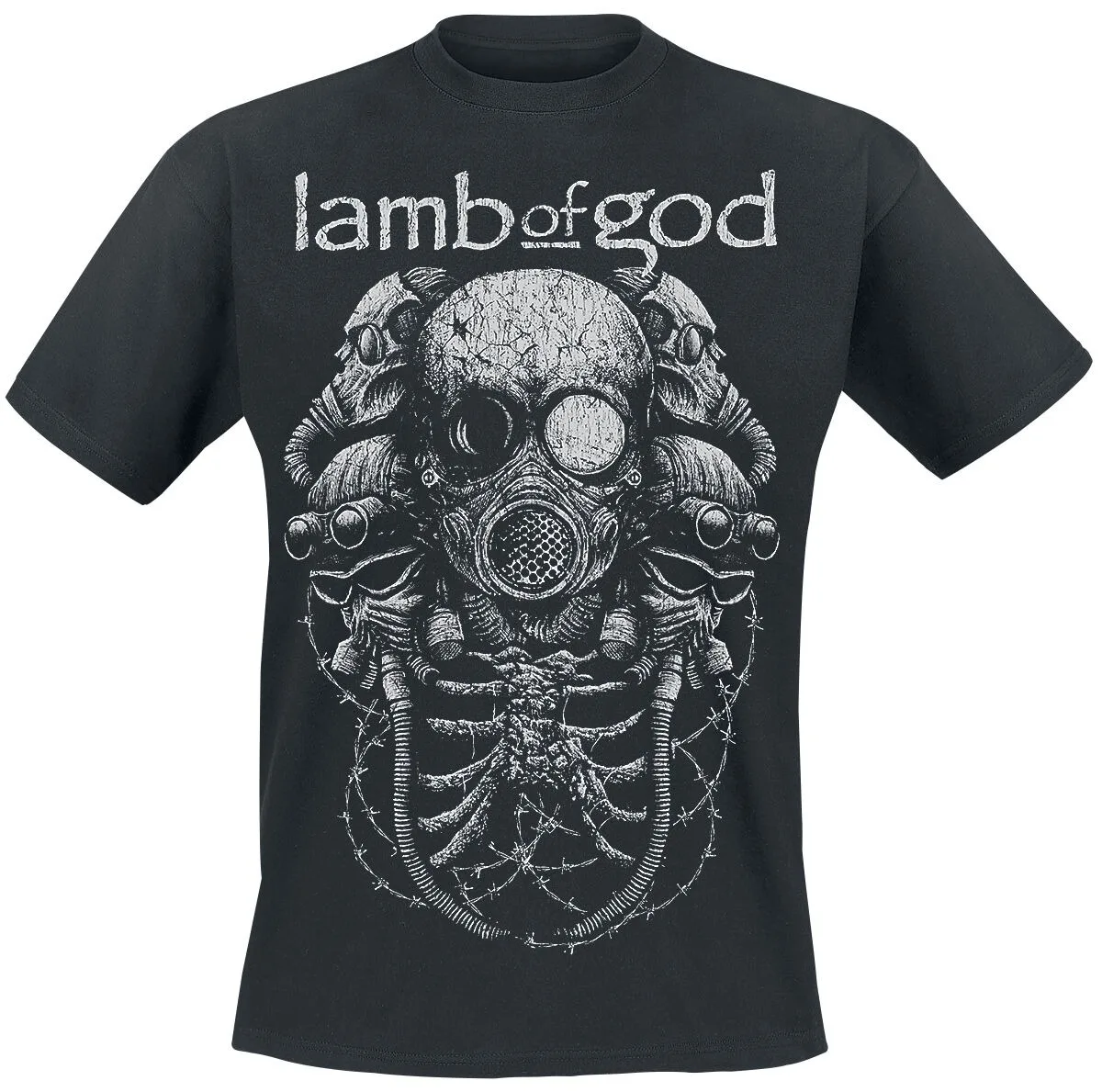 Lamb of God Demon Skull Snake Print Black Cotton T-shirt Men Women Metal Unisex Tee