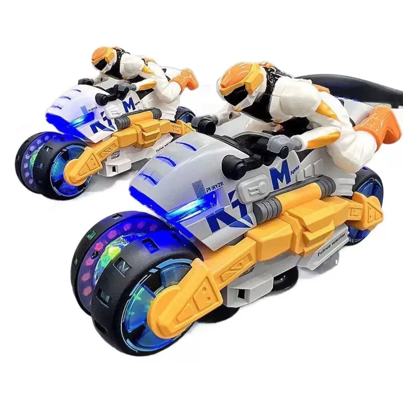Interactive children's toy birthday electric special effects transformation rotating motorcycle visual, intellectual development