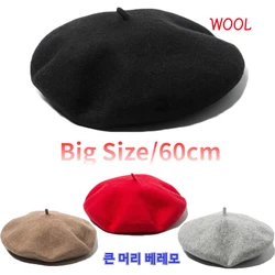 Korea Big Size Wool Berets Women Men Large Size Warm Artist Hats Unisex French Style Classic Winter Hat Female Retro Painter Cap