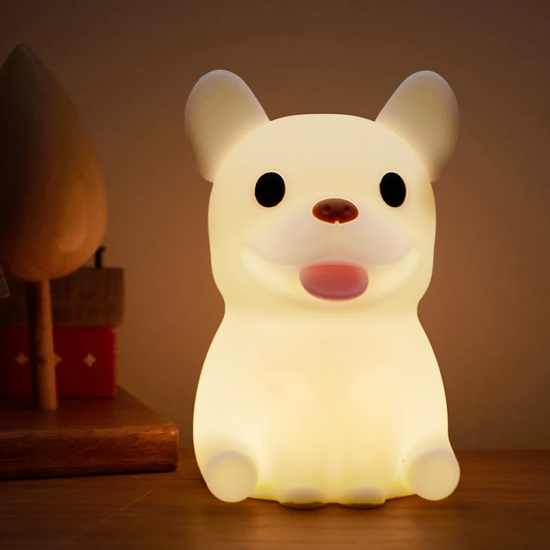 1pc Bulldog nightlight Room decorative light Bedroom ambiance light LED light couples clap light Cute animal lamp Sleep light