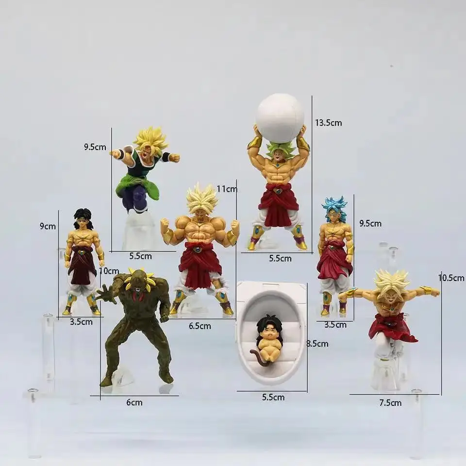 

8Pcs/Set Amine Dragon Ball Figure Broly Super Saiyan Broly Action Figures PVC Collection Doll Statue Model Ornament Toys Gift