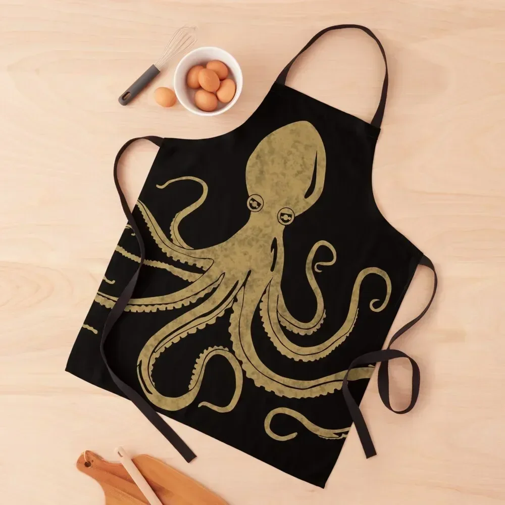 

Octopus, black Apron Kitchen Handle For Women chef for man work ladies christmas decoration Apron