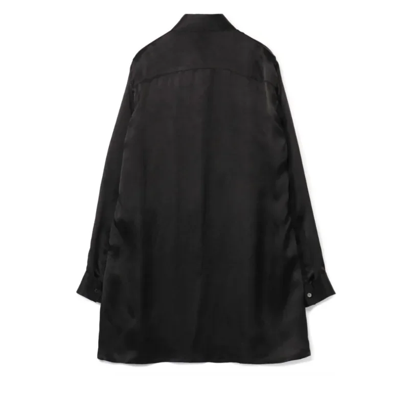 Rokumeikan Print Real Silk Shirts Luxury Design Yamamoto-Style Shirts Oversized for Womens Chemise Homme Original Black Shirt