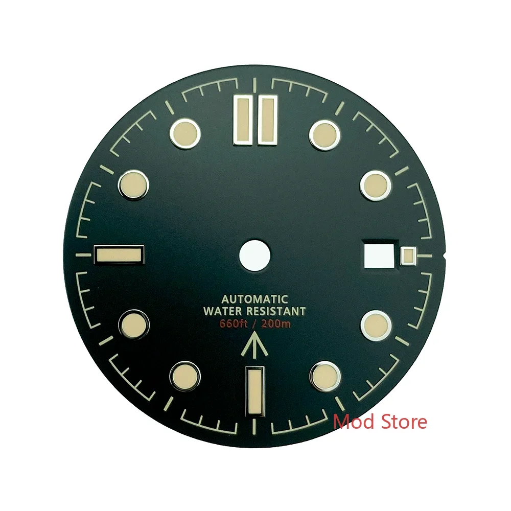 NEW 007 NO TIME TO DIE 31mm Black Sterile Watch Dial Wristwatch Plate Set For MIYOTA82 ETA2824 Mov\'t Green Lume