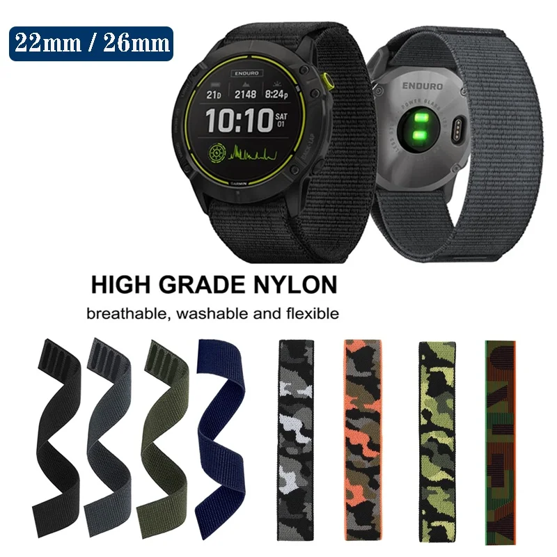 

Нейлоновая петля 22 мм 26 мм, быстросъемный ремешок для Garmin Fenix 7 ​ ​ 7X Фникс ​ ​ 6X Pro Fenix ​ ​ 5 plus Instinct 2 Forerunner 7