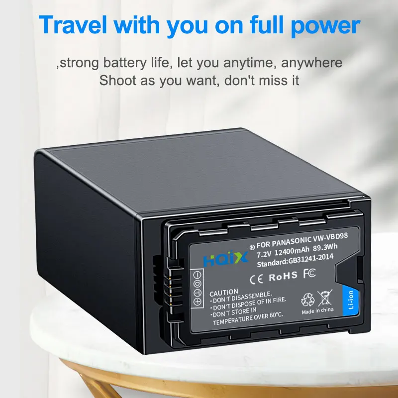 HQIX für Panasonic HC-PV100 BS1H HC-MDH3 X2 X20 MDH2 AJ-PX270 PX280MC UPX360MC PX285MC PX298MC Kamera VW-VBD98 Ladegerät Batterie