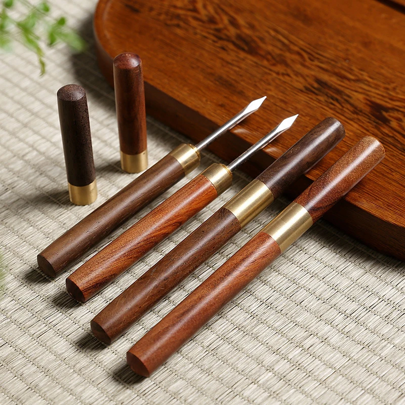 Ice Pick in acciaio inossidabile con manico in legno e accessori per la cerimonia del tè dello strumento da cucina della guaina